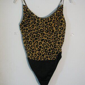 * Jun & Ivy Bodysuit XS Animal Print Brown Black Spaghetti Straps
